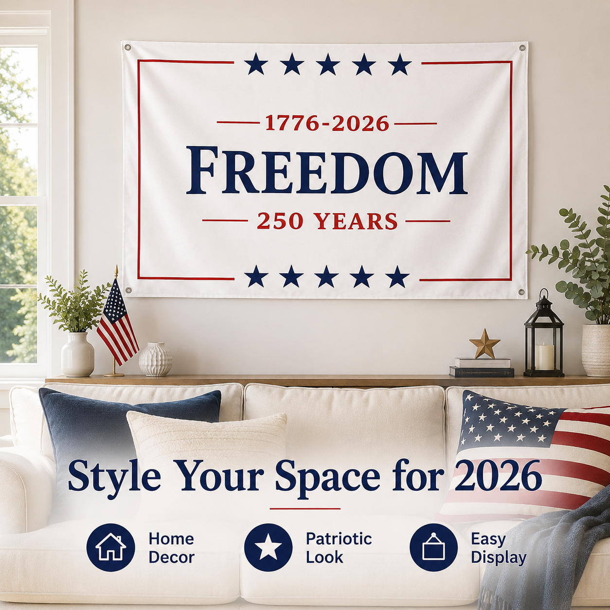 1776–2026 FREEDOM Flag | 250 Years Patriotic Commemorative Display-ASS1