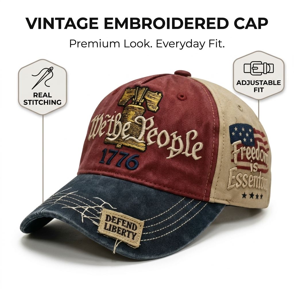 The Cap He’ll Actually Wear — Vintage 1776 Embroidered Cap-QDL