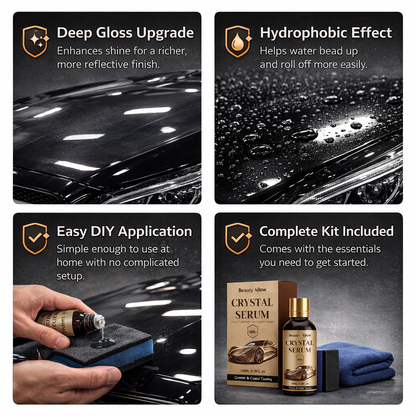 Crystal Ceramic Coating Kit for Cars – High Gloss Hydrophobic Paint Protectant with Towel & Applicator-ASS1