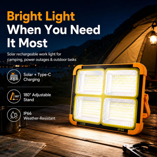 Bright Backup Light for Camping, Power Outages & Garage Work | Solar Rechargeable LED Work Light-ASS1