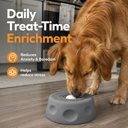 Rolling Ball Dog Lick Bowl-Slow treat feeder for yogurt, bone broth & wet food.-ASS1
