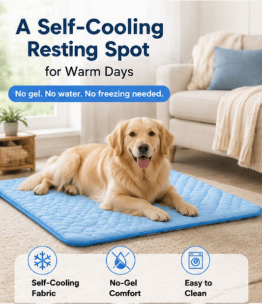 NO-GEL ICE-SILKCOOLING MAT FORDOGS & CATS -SOFT,MACHINE WASHABLECOMFORT PAD-ASSI