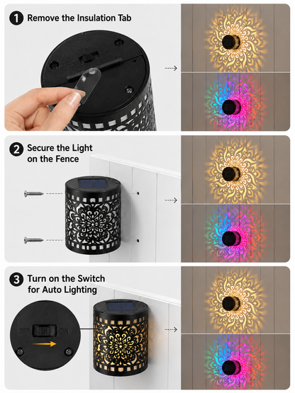 Solar Mandala Fence Lights, Outdoor Wall Decor-ASS1