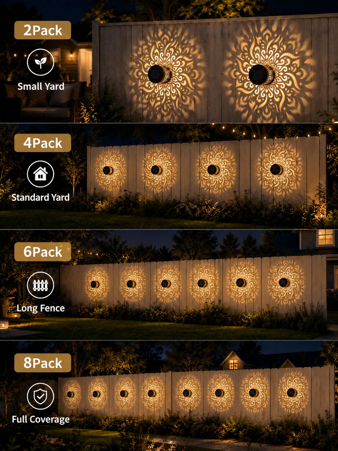Solar Mandala Fence Lights, Outdoor Wall Decor-ASS1