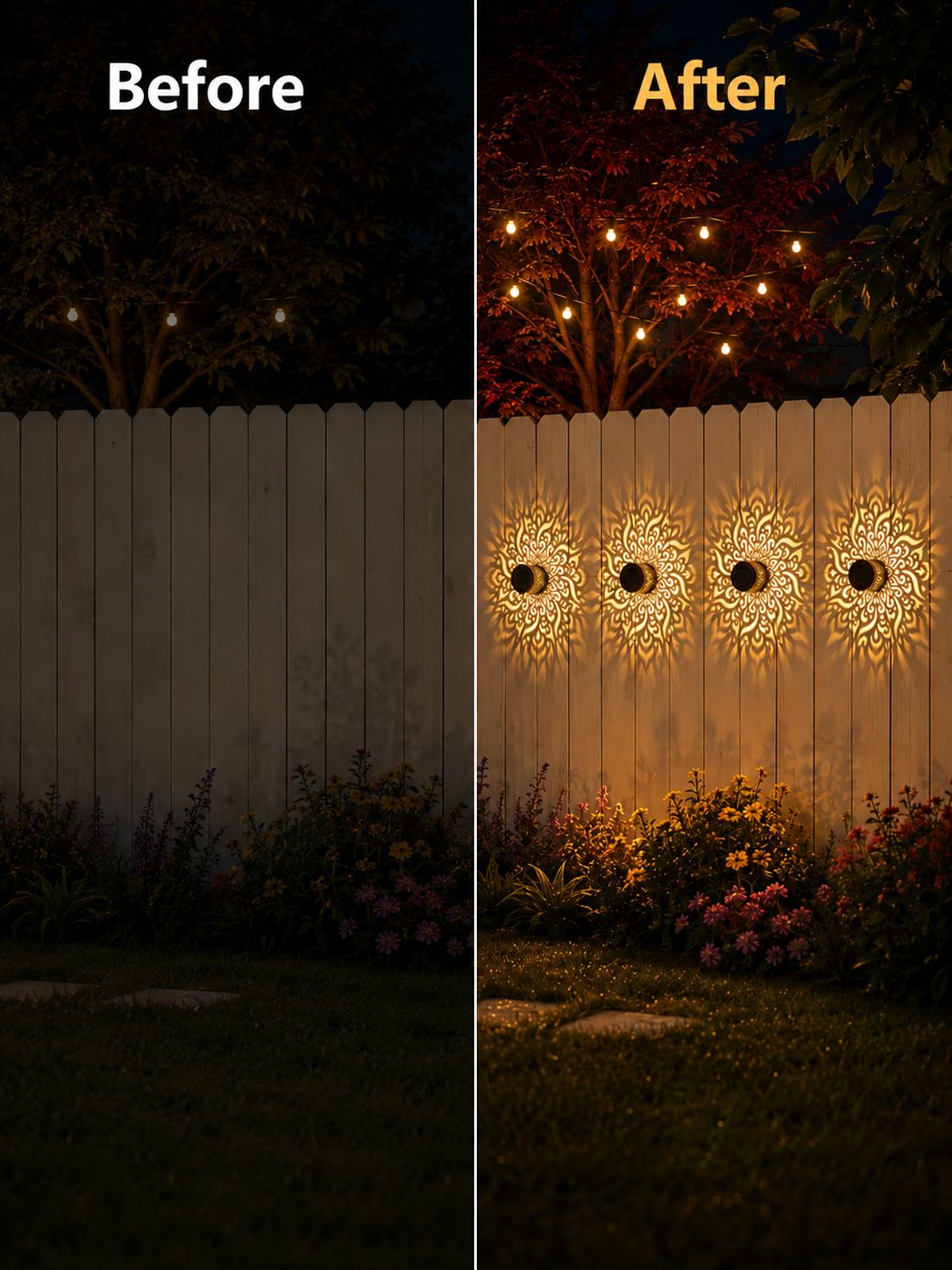 Solar Mandala Fence Lights, Outdoor Wall Decor-ASS1