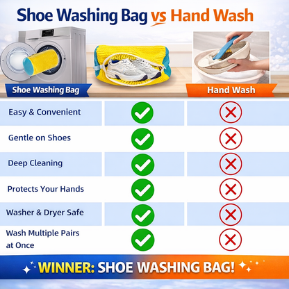 Shoe Washing Bag for Washing Machine – Reusable Sneaker Laundry Bag with 360° Cushion Cleaning & Hidden Zipper-YFL