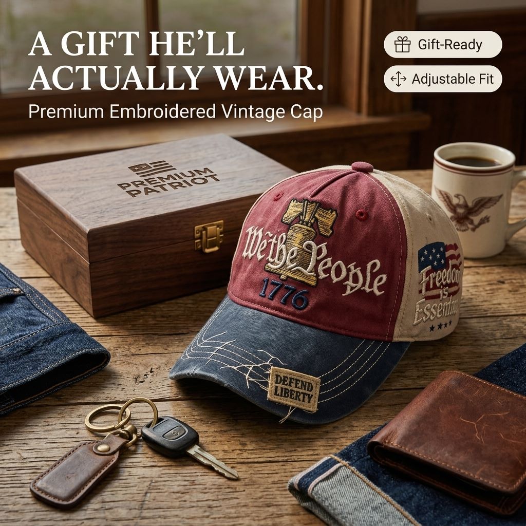 The Cap He’ll Actually Wear — Vintage 1776 Embroidered Cap-QDL