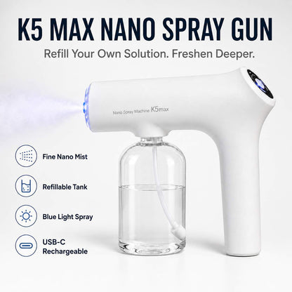 K5 Max Rechargeable Nano Mist Sprayer – 300ML Tank for Home & Car Freshening-AFF