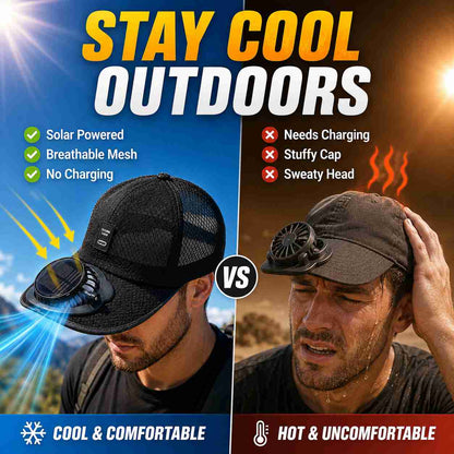 Solar Fan Baseball Cap – Detachable Cooling Fan, Breathable Mesh, No Charging Needed-ASS1