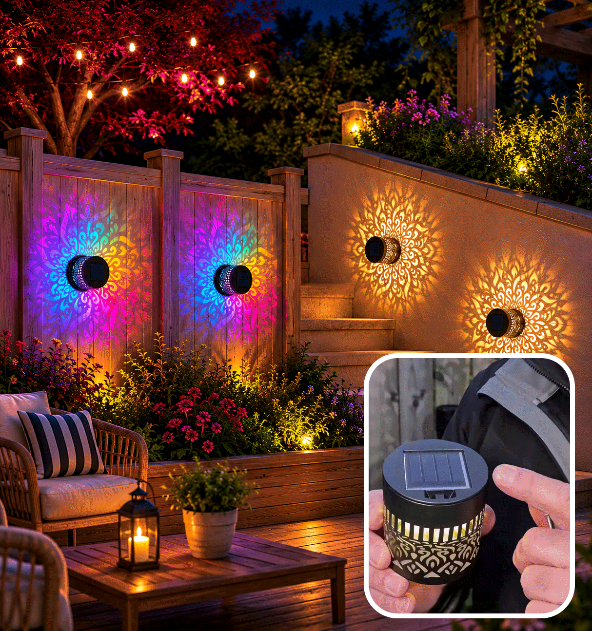 Solar Mandala Fence Lights, Outdoor Wall Decor-ASS1