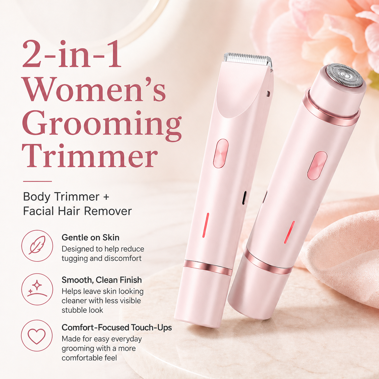 Beauty Ailow 2-in-1 Women’s Grooming Trimmer for Face, Body & Bikini Line-ASS1