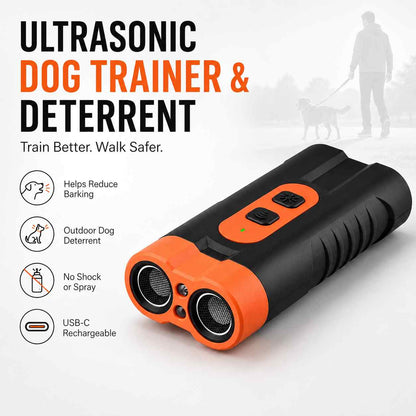No-Shock Ultrasonic Dog Trainer – Rechargeable Bark Control & Deterrent Device-AFF