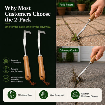 Stainless Steel Patio Crack Weed Remover | Manual Hook Tool for Pavers, Driveways & Sidewalks-ASS1