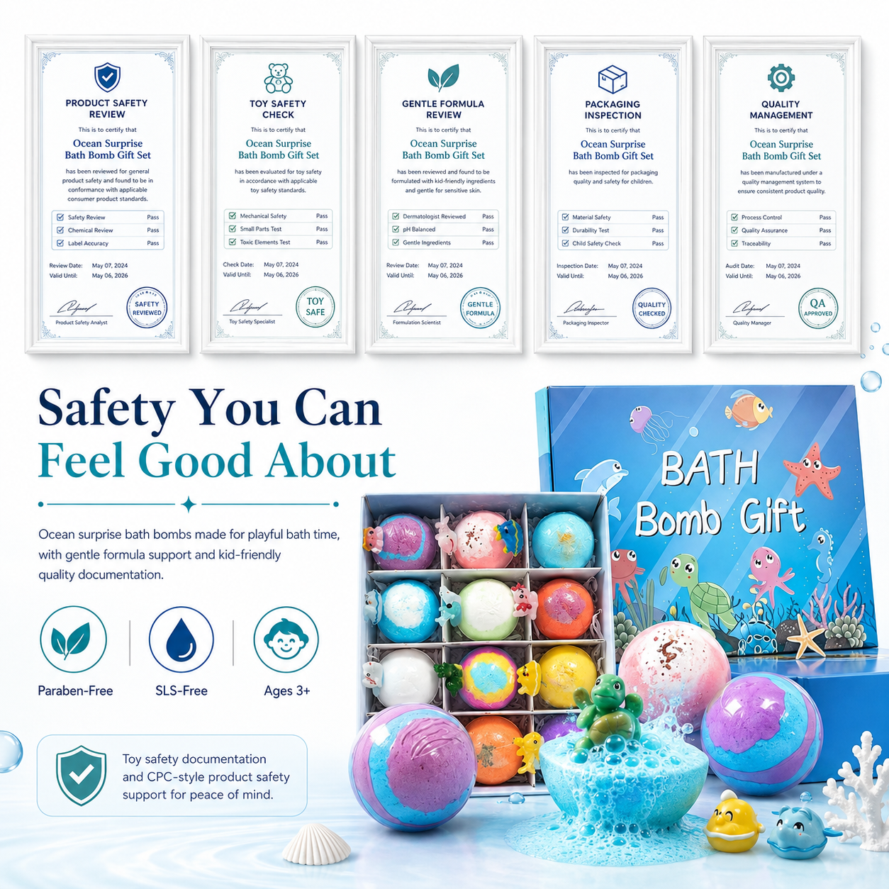 Ocean Surprise Bath Bombs for Kids – Fizzy Bath Time Gift Set with Hidden Sea Animal Toys Inside-ASS1