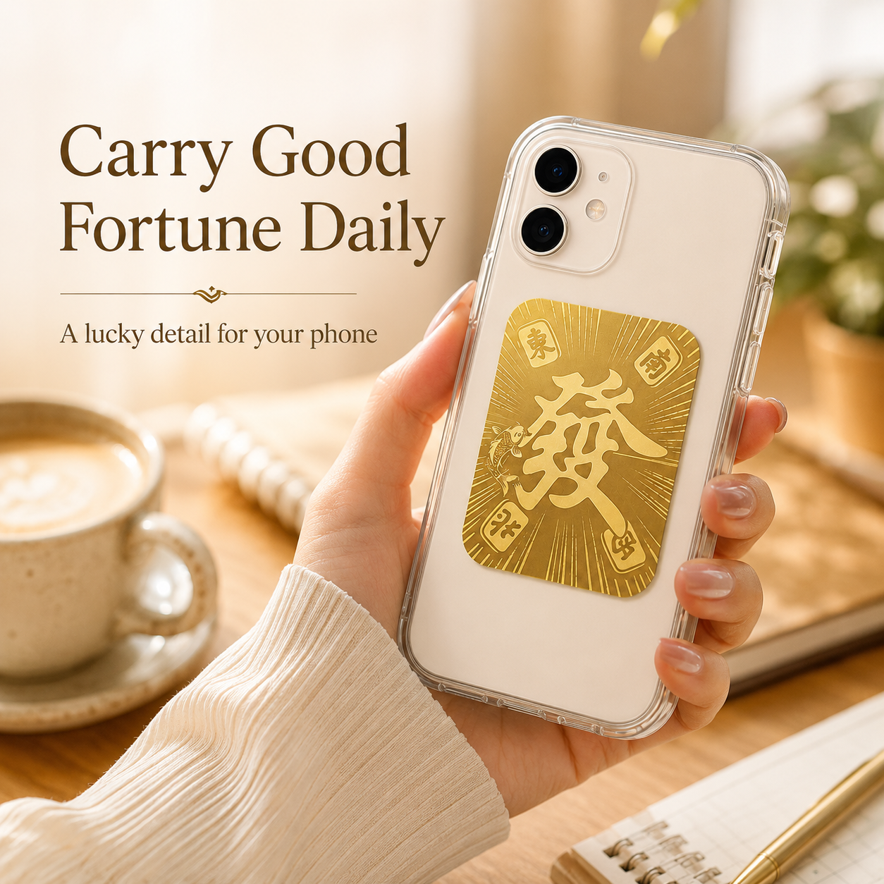 Golden “Fa” Prosperity Phone Sticker | Lucky Charm for Phone, Wallet & Case-ASS1