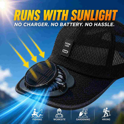 Solar Fan Baseball Cap – Detachable Cooling Fan, Breathable Mesh, No Charging Needed-ASS1