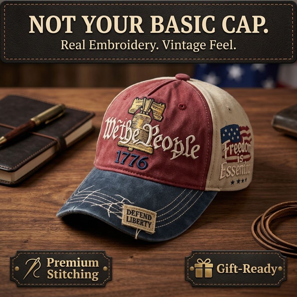 The Cap He’ll Actually Wear — Vintage 1776 Embroidered Cap-QDL