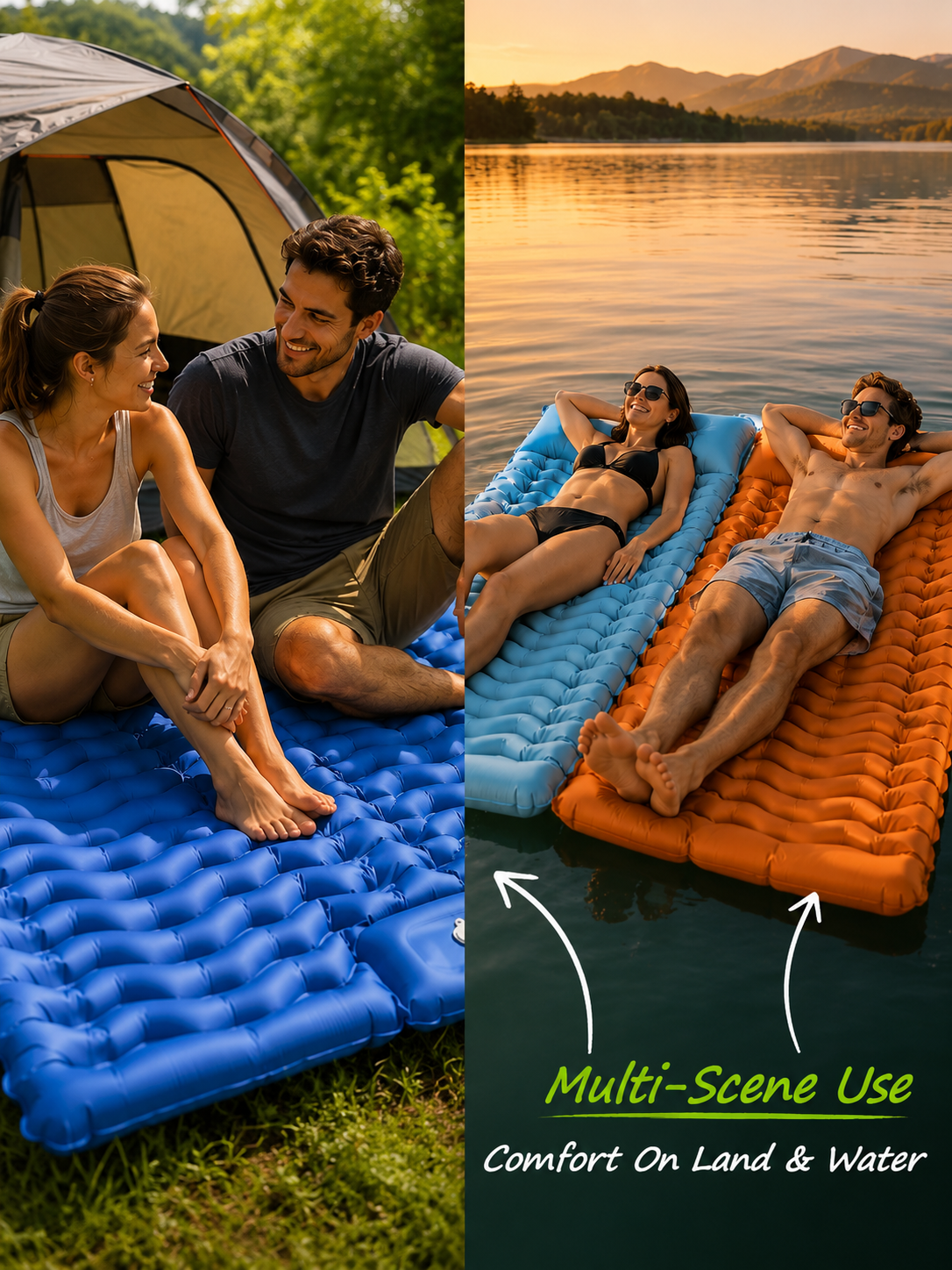Ultra-Light Inflatable Camping Sleeping Pad with Built-in Foot Pump-FD6U