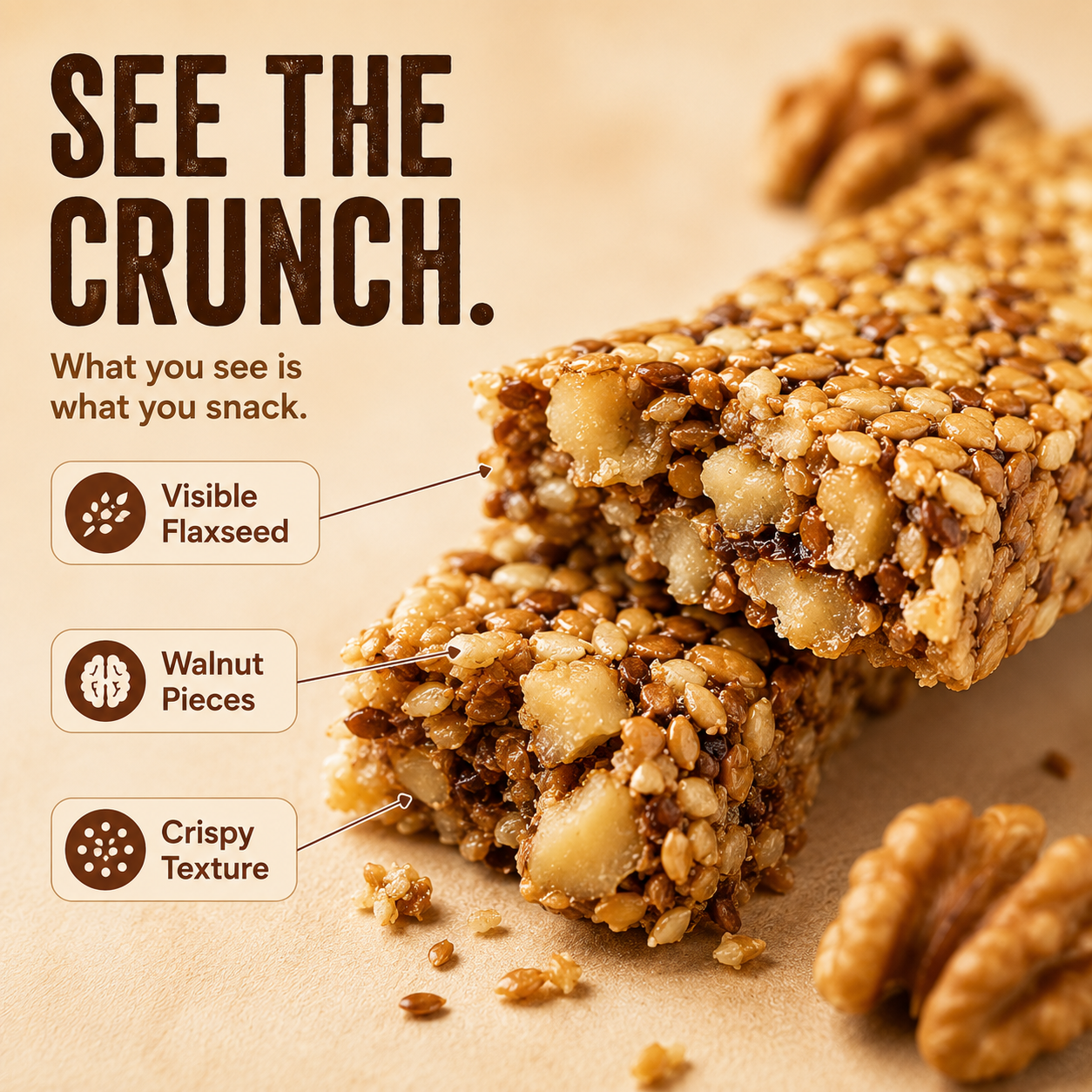 No Sucrose Flaxseed Walnut Crisps – Crunchy Snack for Smart Sugar Choices-ASS1
