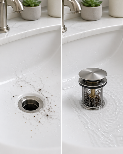 Bathroom Sink Stopper with Built-In Hair Catcher-PGL