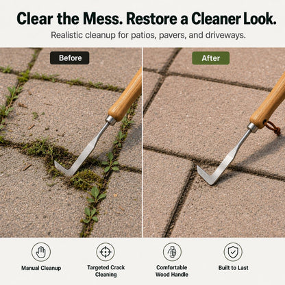 Stainless Steel Patio Crack Weed Remover | Manual Hook Tool for Pavers, Driveways & Sidewalks-ASS1