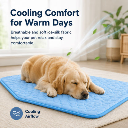 NO-GEL ICE-SILKCOOLING MAT FORDOGS & CATS -SOFT,MACHINE WASHABLECOMFORT PAD-ASSI