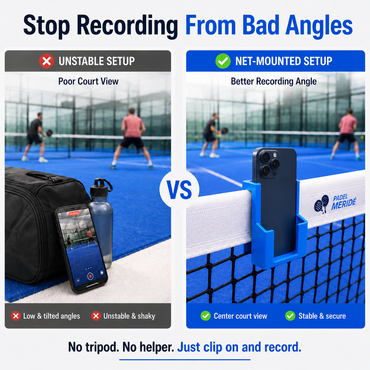 Net-Mounted Phone Holder for Sports Recording | Hands-Free Video Mount for Padel, Tennis & Pickleball-ASS1