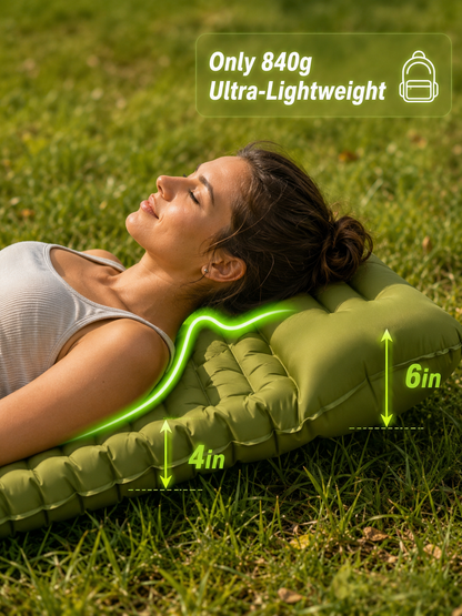 Ultra-Light Inflatable Camping Sleeping Pad with Built-in Foot Pump-FD6U
