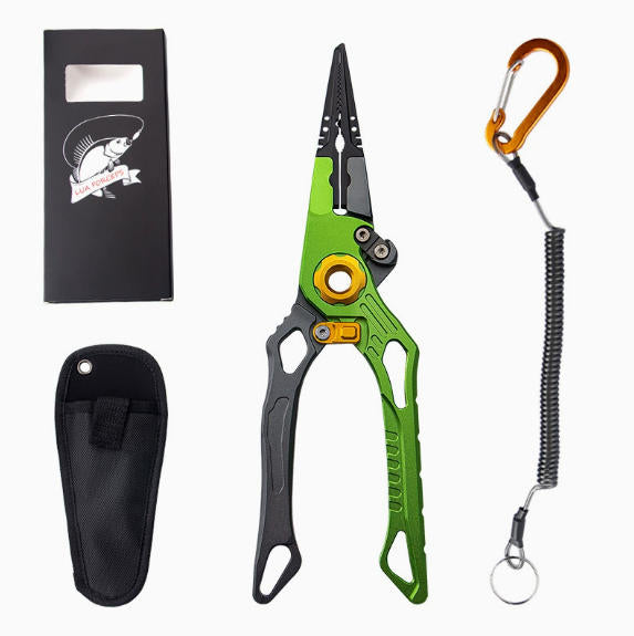 8-in-1 Fishing Pliers for Faster Lure Changes, Line Cutting & Split Ring Opening-PGL