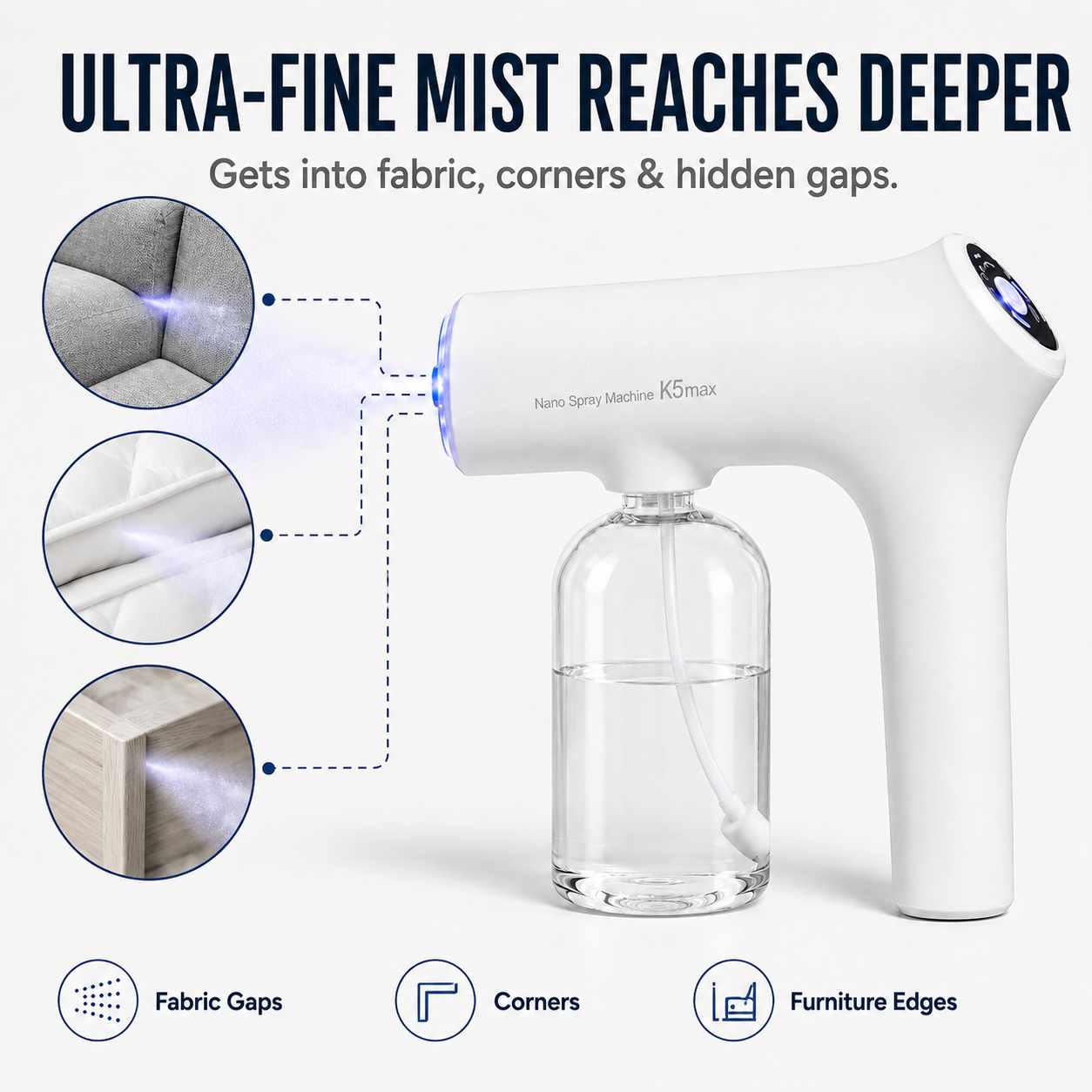 K5 Max Rechargeable Nano Mist Sprayer – 300ML Tank for Home & Car Freshening-AFF
