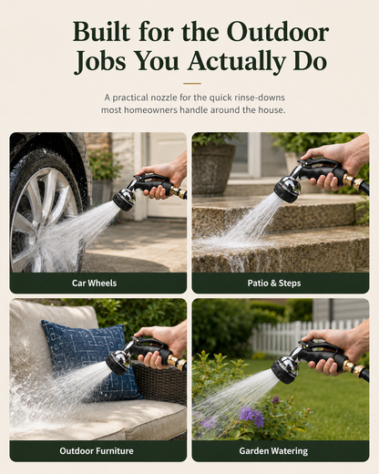 Powerful Multi-Pattern Hose Nozzle for Car Wash, Patio & Garden Use-ASS1