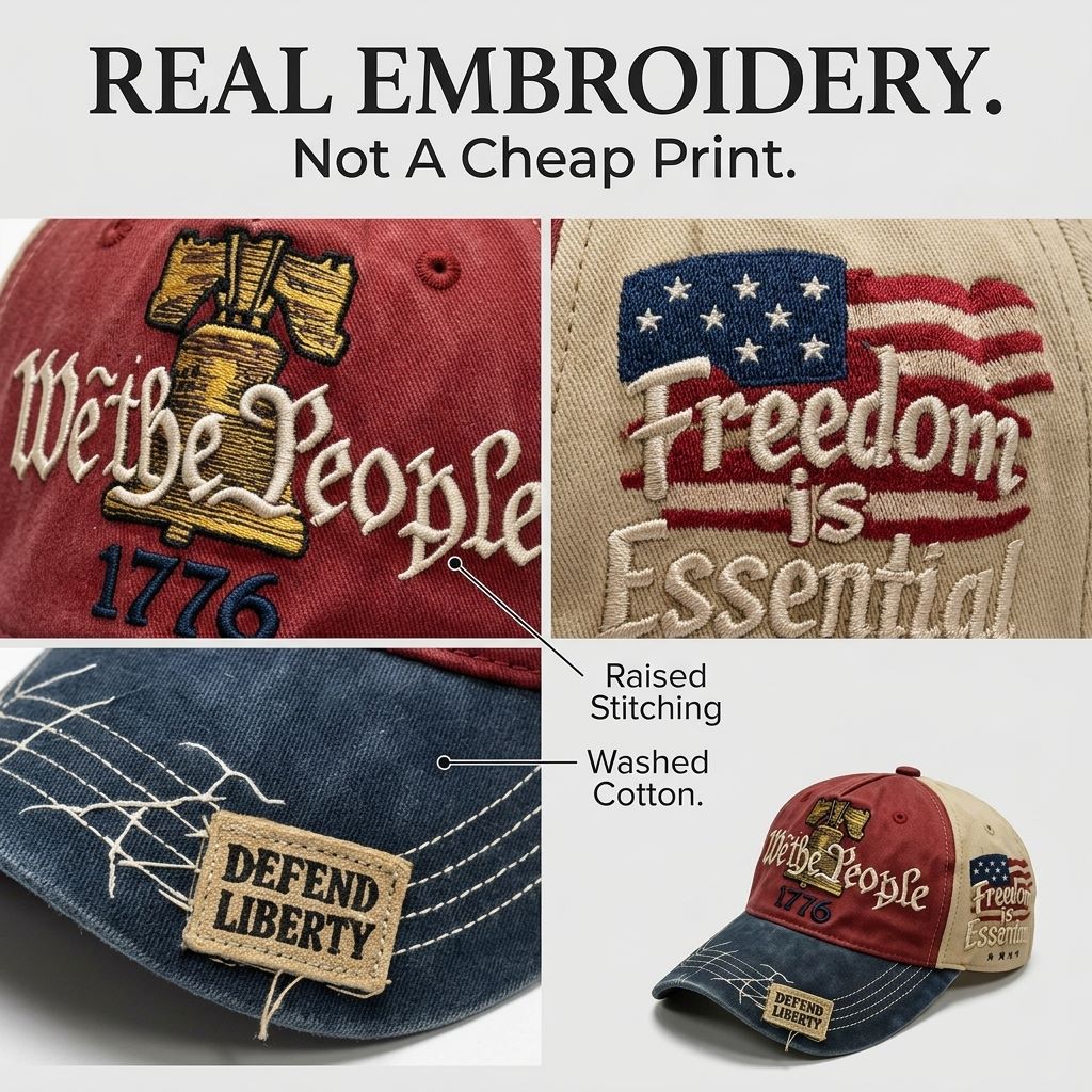 The Cap He’ll Actually Wear — Vintage 1776 Embroidered Cap-QDL