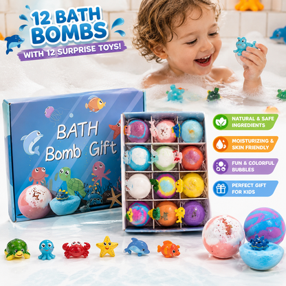 Ocean Surprise Bath Bombs for Kids – Fizzy Bath Time Gift Set with Hidden Sea Animal Toys Inside-ASS1