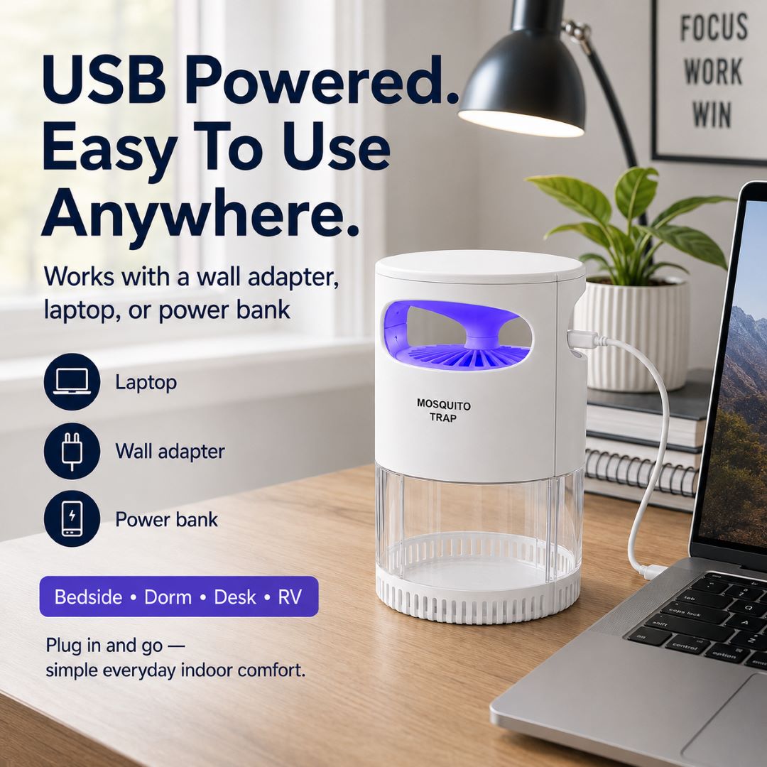 Quiet Indoor Mosquito Trap – USB Powered, No Sprays or Refills-ASS1