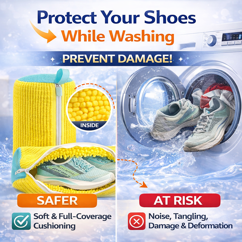 Shoe Washing Bag for Washing Machine – Reusable Sneaker Laundry Bag with 360° Cushion Cleaning & Hidden Zipper-YFL