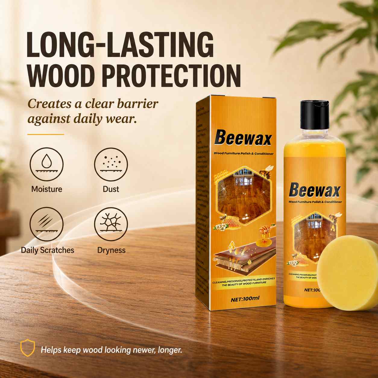 Wood Furniture Beeswax Polish – Restore Shine & Protect Finish-AFF