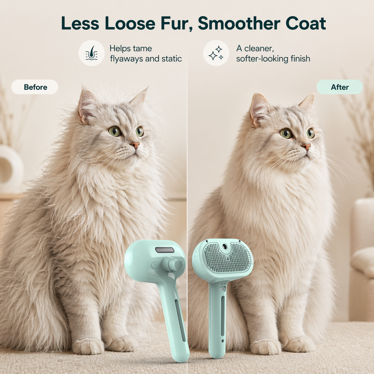 Self-Cleaning Pet Grooming Brush for Less Loose Fur & Easier Daily Grooming-ASS1