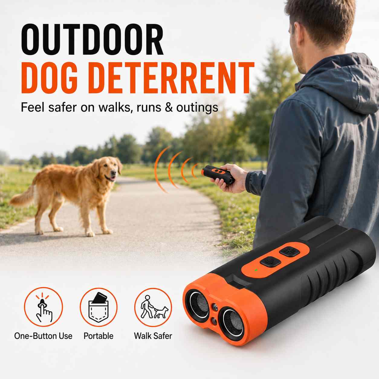 No-Shock Ultrasonic Dog Trainer – Rechargeable Bark Control & Deterrent Device-AFF