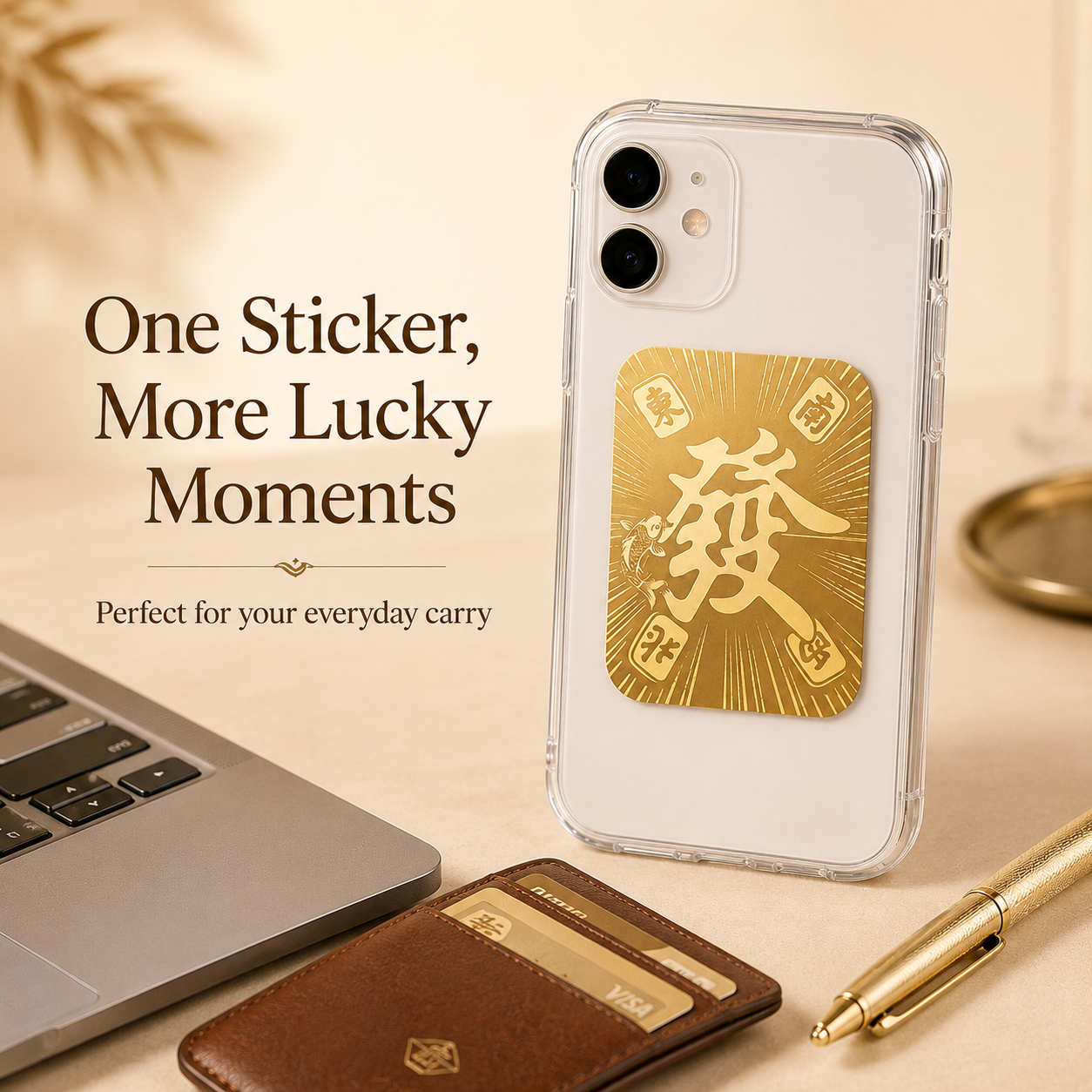 Golden “Fa” Prosperity Phone Sticker | Lucky Charm for Phone, Wallet & Case-ASS1