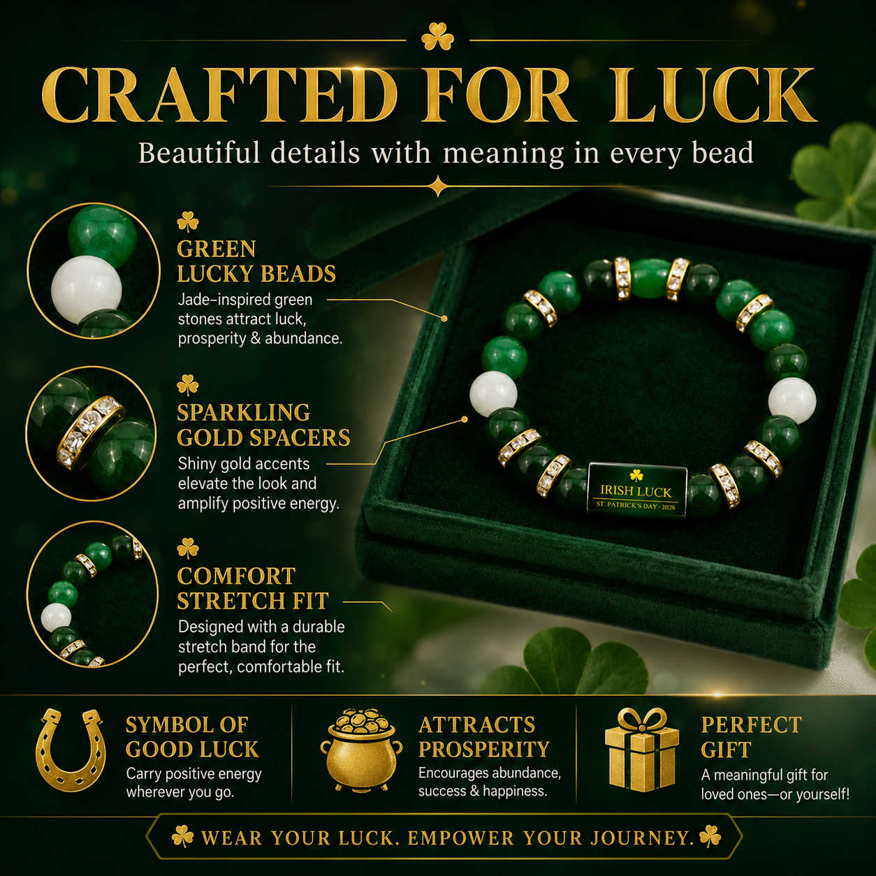 Irish Luck Bracelet for 2026 | Lucky Green Beaded Gift for Everyday Style-ASS1
