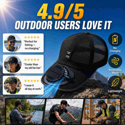 Solar Fan Baseball Cap – Detachable Cooling Fan, Breathable Mesh, No Charging Needed-ASS1