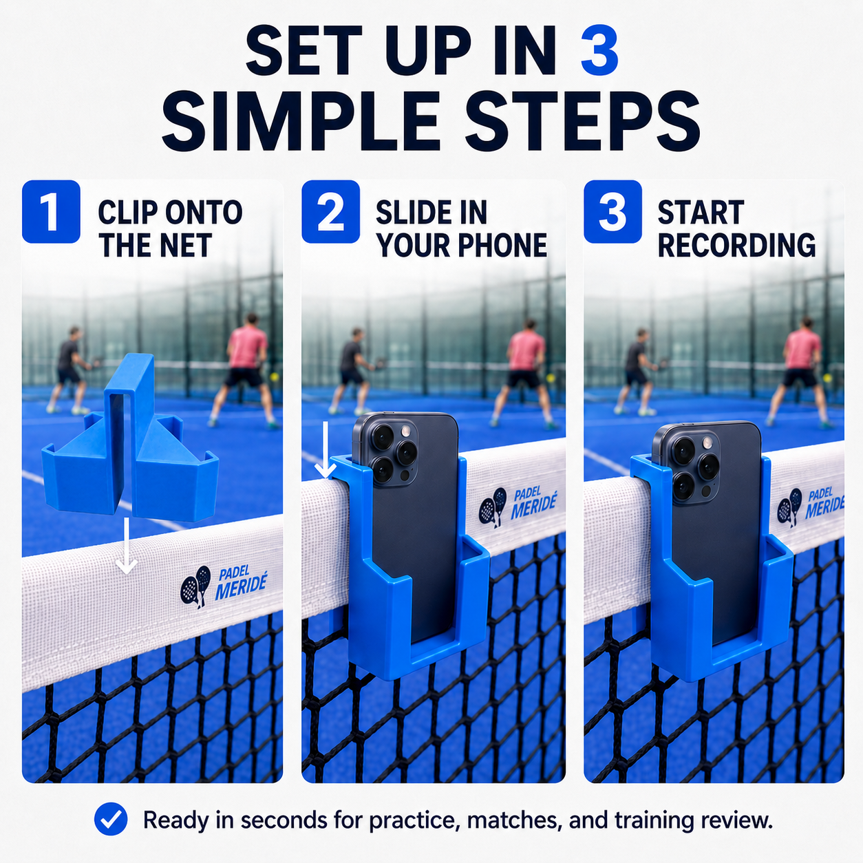 Net-Mounted Phone Holder for Sports Recording | Hands-Free Video Mount for Padel, Tennis & Pickleball-ASS1