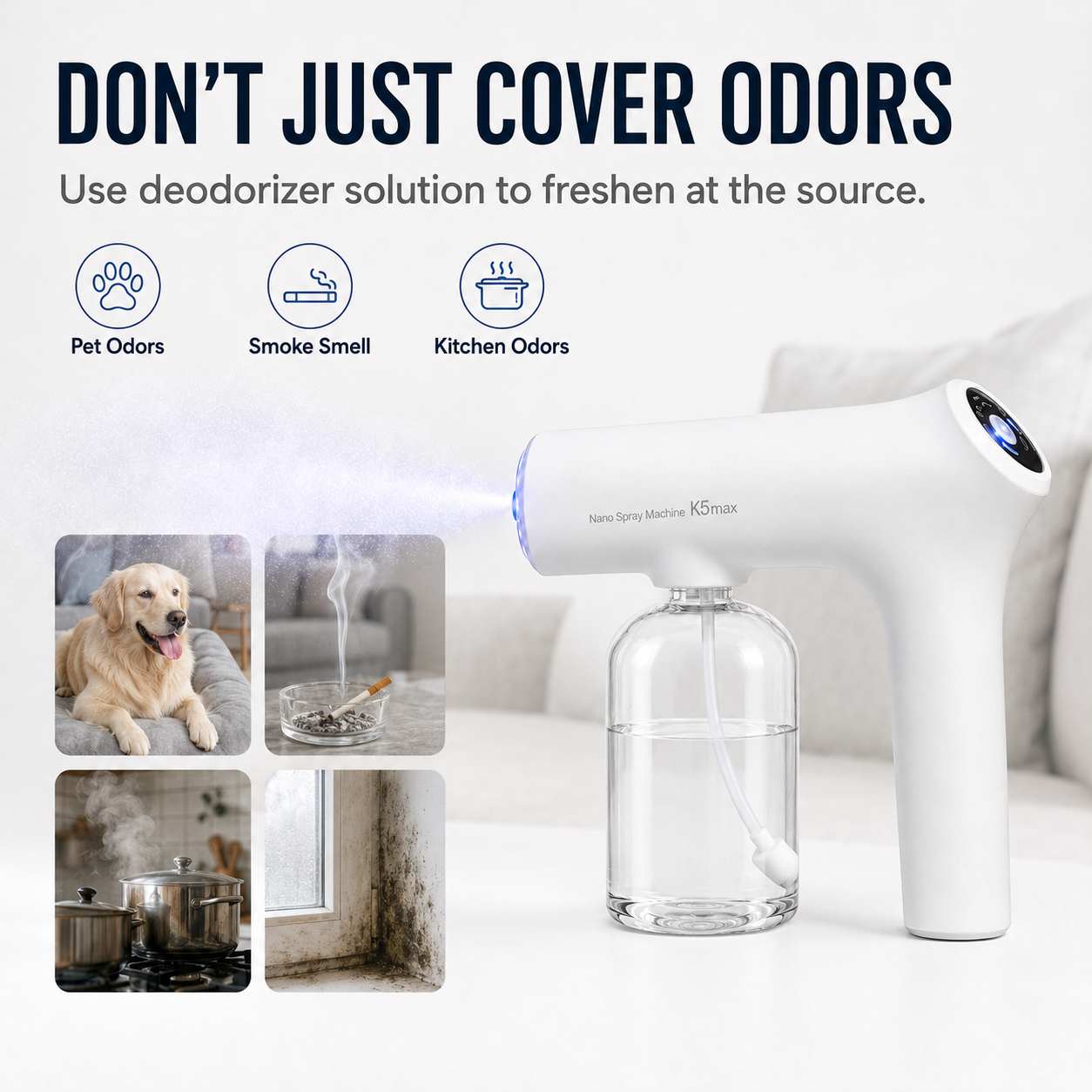 K5 Max Rechargeable Nano Mist Sprayer – 300ML Tank for Home & Car Freshening-AFF