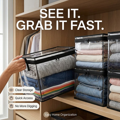 ClearView Stackable Storage Box — Turn Home Clutter Into Clean, Visible Storage In Minutes-QDL