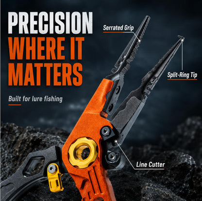 8-in-1 Fishing Pliers for Faster Lure Changes, Line Cutting & Split Ring Opening-PGL