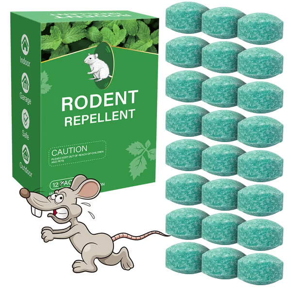 Mighty Natural Peppermint Rodent Repellent Tablets | 90-Day Pest Protection – Safe & Mess-Free 🐭💪-QDL
