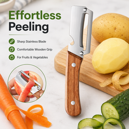 Wooden Handle Kitchen Peeler | Smooth, Fast & Low-Waste Prep-ASS1