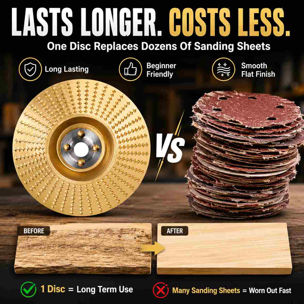 Ditch the Sanding Sheets — Flat Disc Smooths Wood Instantly!-ASS1