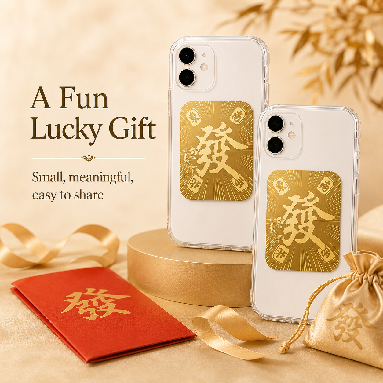 Golden “Fa” Prosperity Phone Sticker | Lucky Charm for Phone, Wallet & Case-ASS1