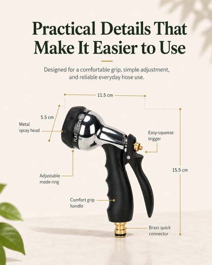 Powerful Multi-Pattern Hose Nozzle for Car Wash, Patio & Garden Use-ASS1